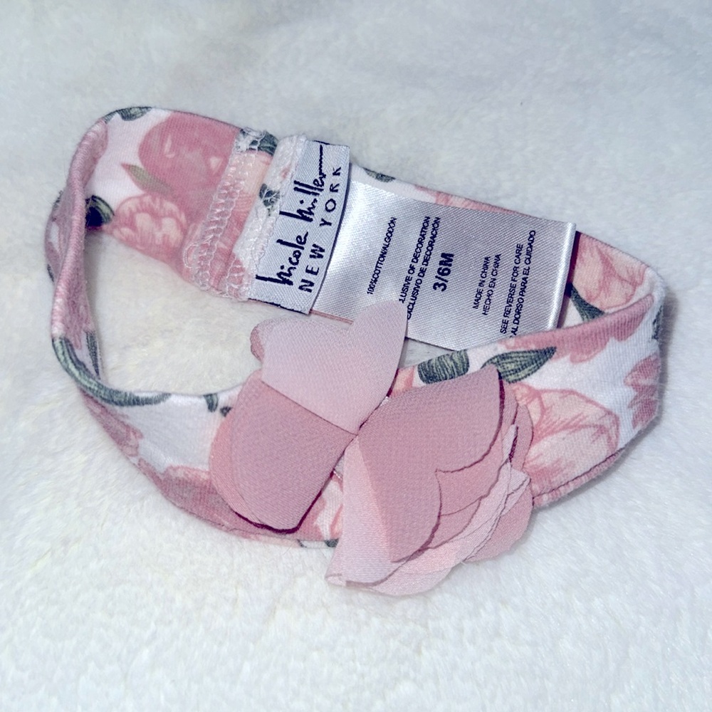 Nicole Miller‎ Girls 3-6 Months Pink Floral Hairband Flower Accent
